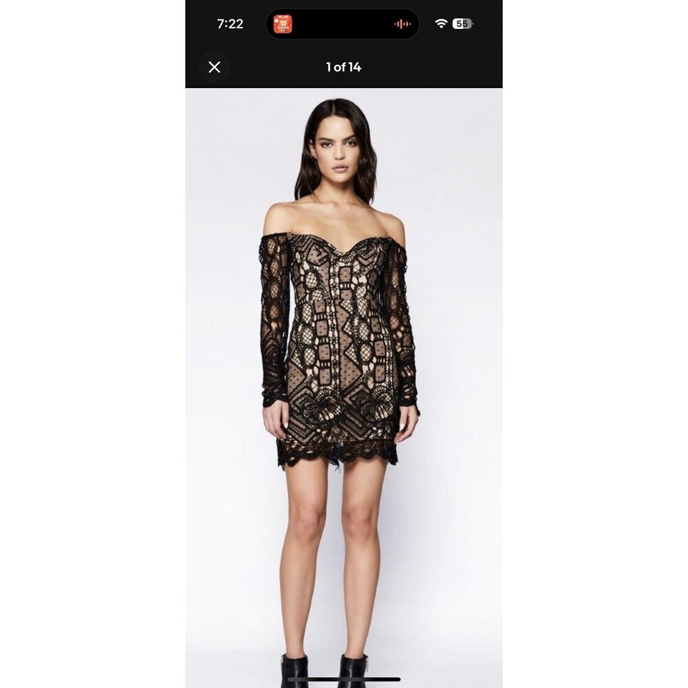 Sexy Black Lace Dress XL Lace Off The Shoulder Bardot